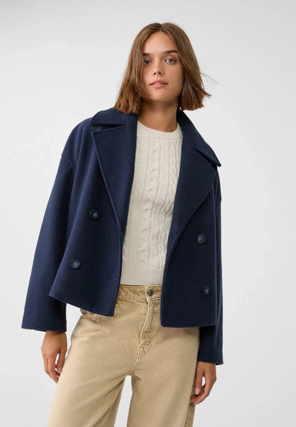 Charlotte – Cropped Double-Breasted Jacket | Classic Short Jacket For Everyday Elegance Neriona Marine Blue