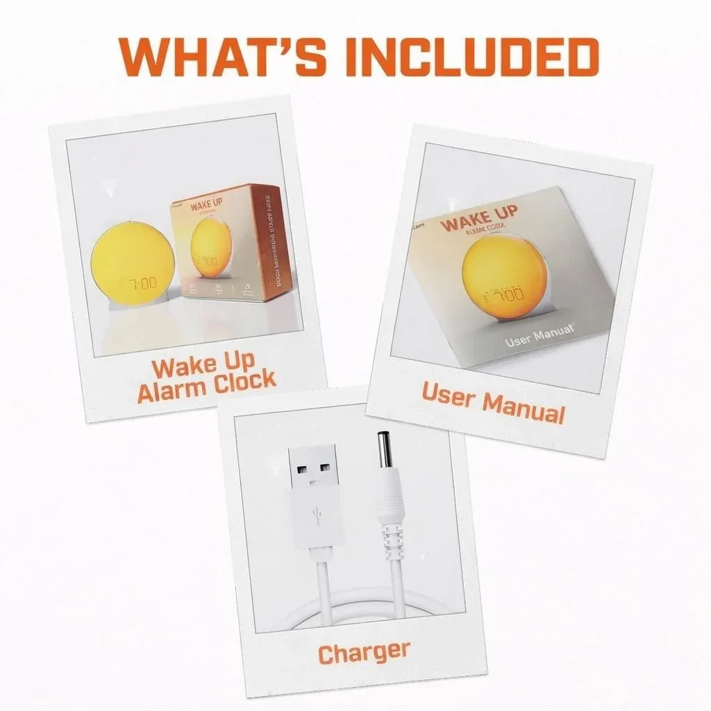 Sunrise Wake-Up Light Alarm Clock with Adjustable Sound & Night Light Neriona