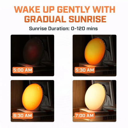 Sunrise Wake-Up Light Alarm Clock with Adjustable Sound & Night Light Neriona