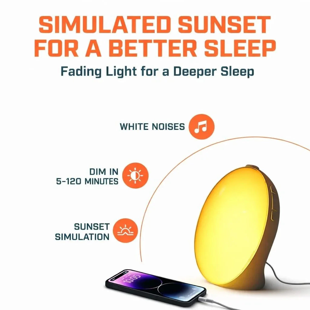 Sunrise Wake-Up Light Alarm Clock with Adjustable Sound & Night Light Neriona