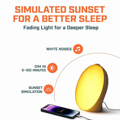 Sunrise Wake-Up Light Alarm Clock with Adjustable Sound & Night Light Neriona