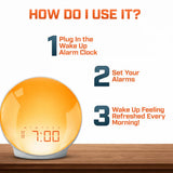 Sunrise Wake-Up Light Alarm Clock with Adjustable Sound & Night Light Neriona