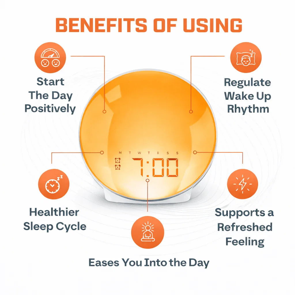 Sunrise Wake-Up Light Alarm Clock with Adjustable Sound & Night Light Neriona