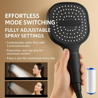 Neriona – High-Pressure Shower Head | Turbo-Boost Technology & Filtered 3-Spray Shower System
